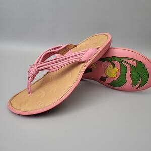 BORN Womens Leather Thong Flip Flop Sandal Strappy Braided Pink Size 7